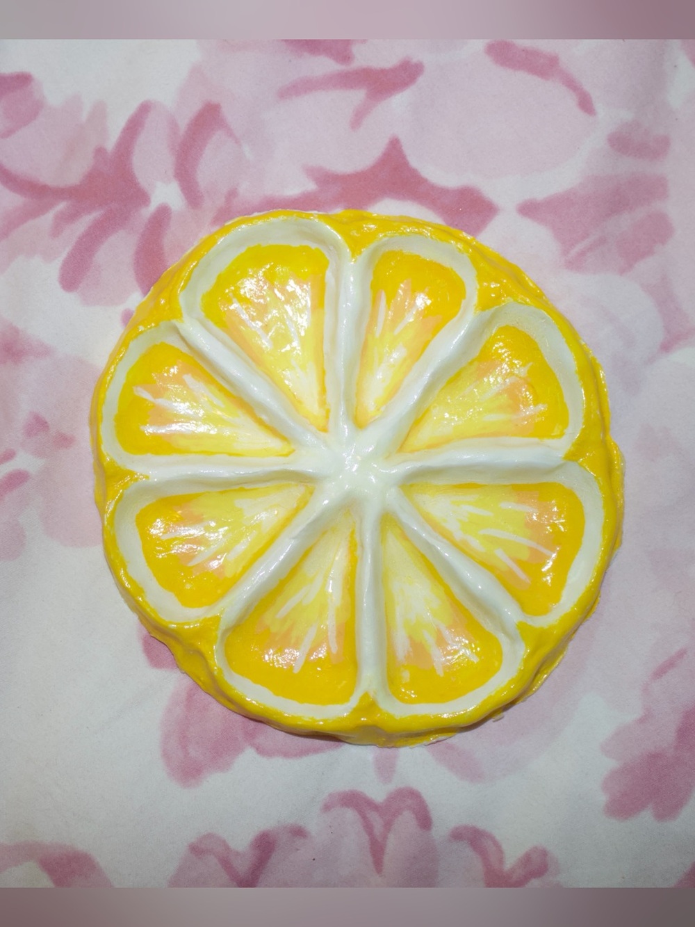 Handmade Lemon Slice Jewelry Dish 🍋 Hand-Painted Clay Trinket Tray